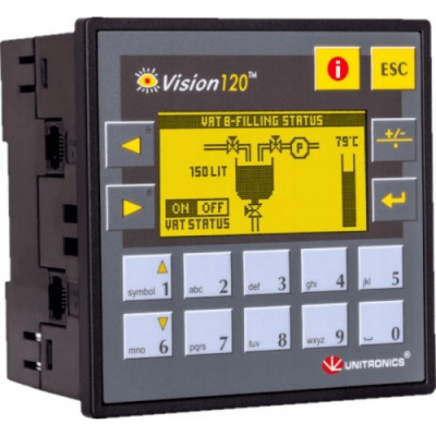 V120-22-R6C Контроллер Vision 2,4”, вх./вых: 6DI, 6AI, 6RO Unitronics V120-22-R6C Контроллер Vision 2,4”, вх./вых: 6DI, 6AI, 6RO Unitronics